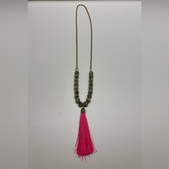 None Jewelry - Statement pink fringe necklace - 18.5” long